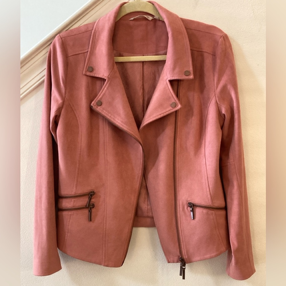 Soft Surroundings Faux Suede Moto Jacket Small
